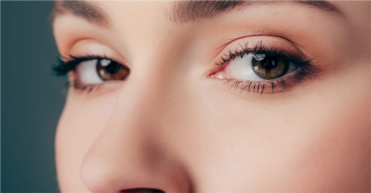 Close-up of the eyelids and lash line, where lumps and bumps are removed